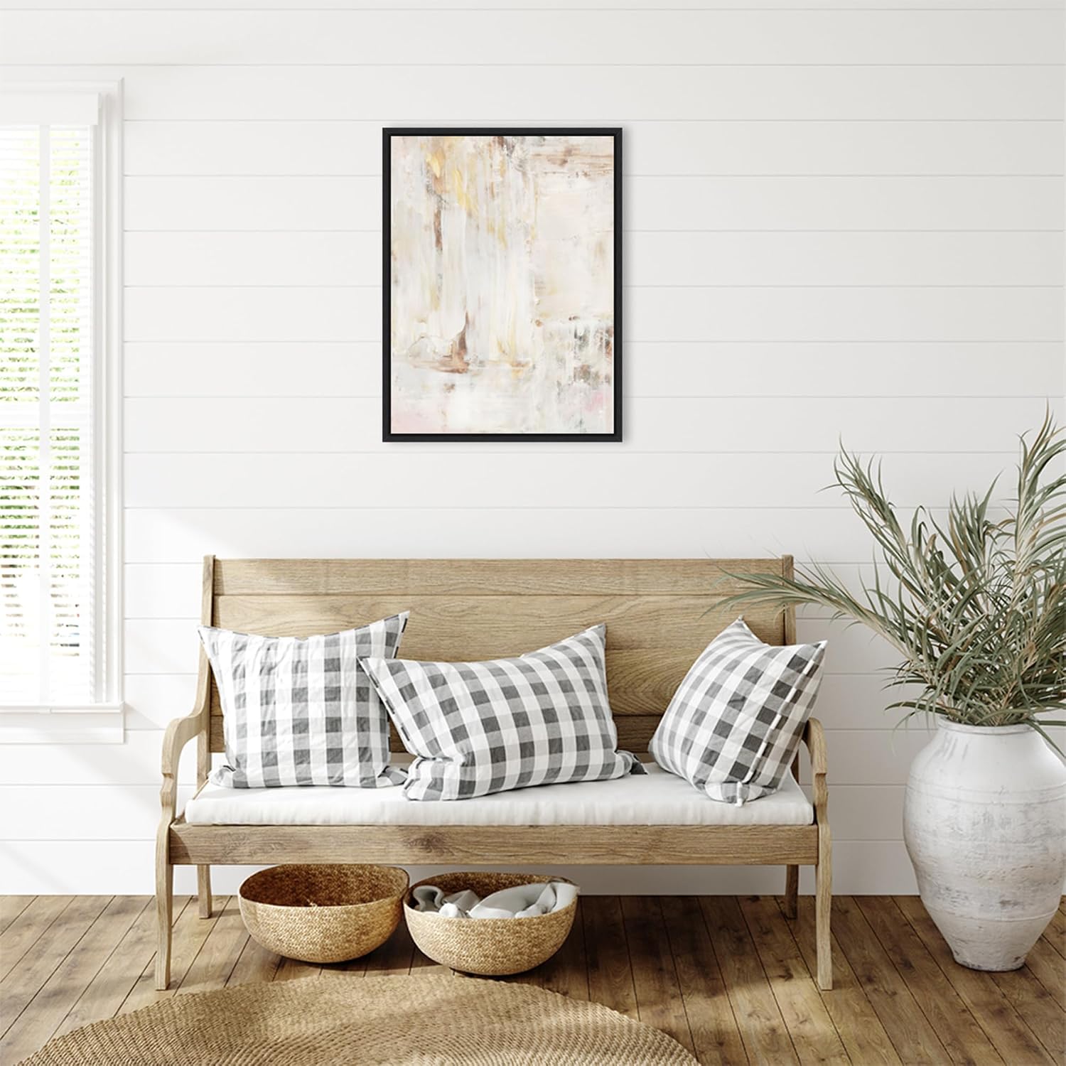Amanti Art Framed Canvas Wall Art 30x23 Milky Patina I by Victoria Barnes, Framed Wall Art Canvas, Abstract Artwork, Modern Decor, Large Poster Painting for Living Room, Bedroom, Bathroom, Kitchen,