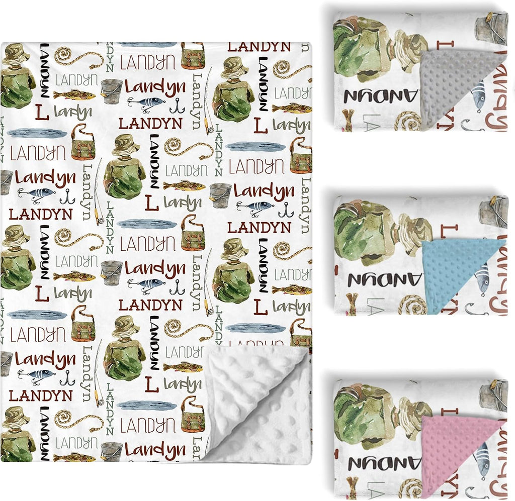 Personalized Baby Crib Bedding Set, 5 Pcs Custom Name Nursery Bedding Set for Girls Boys, Fishing Baby Crib Set for Toddlers Infants, Double Layer Bedding Crib Sets Customized Gifts