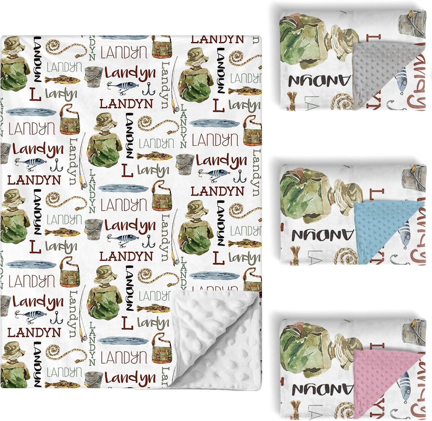 Personalized Baby Crib Bedding Set, 5 Pcs Custom Name Nursery Bedding Set for Girls Boys, Fishing Baby Crib Set for Toddlers Infants, Double Layer Bedding Crib Sets Customized Gifts