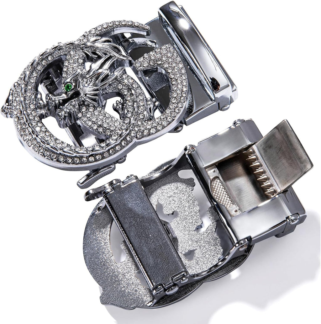 Designer 1 3/8' Genuine Leather Belt Men Business Animal Ratchet Automatic Executive Classic Gift