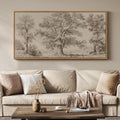 Framed Vintage Landscape Canvas Wall Art for Living Room, Extra Large Horizontal Rustic Tree Botanical Picture Prints Paintings, Neutral Wabi Sabi Artwork Decor for Bedroom Entryway 60x30 Inch