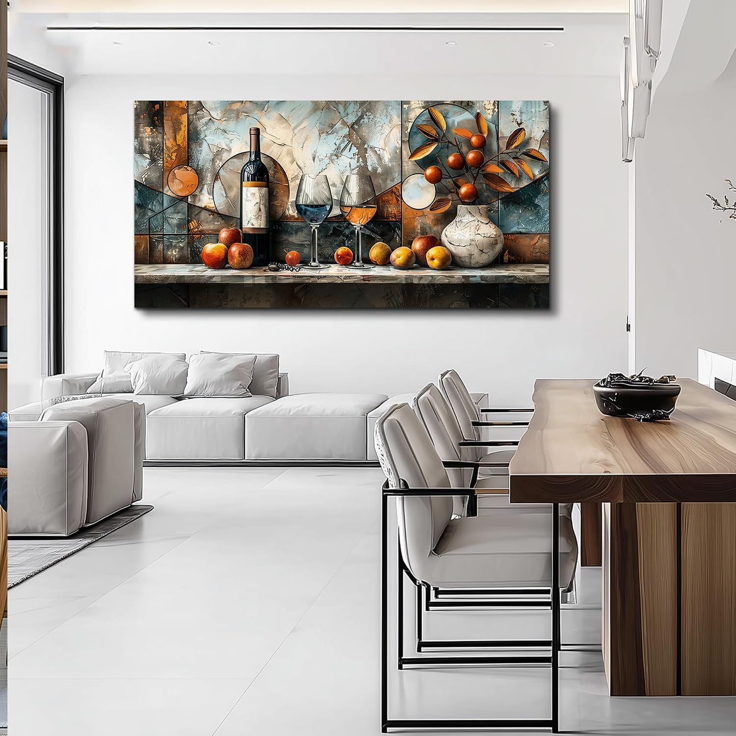 XIGUANGART Wine Bottle Still Life Wall Art, Kitchen Large Canvas Paintings,Dining Room Walls Artwork Abstract Pictures Wall Decor for Living Room Bar Art Prints Modern Home Decorations Ready To Hang