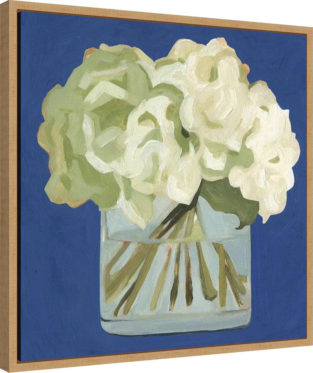 Amanti Art Framed Canvas Wall Art 22x22 White Hydrangeas II by Emma Scarvey, Framed Wall Art Canvas, Flowers Artwork, Modern Decor, Medium Poster Painting for Living Room, Bedroom, Bathroom, Kitchen,