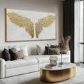 Abstract Wall Art Gold and White Pictures Wall Decor for Living Room Bird Minimalist Art Framed Canvas Artwork for Office Dining Room 24x48 Inch