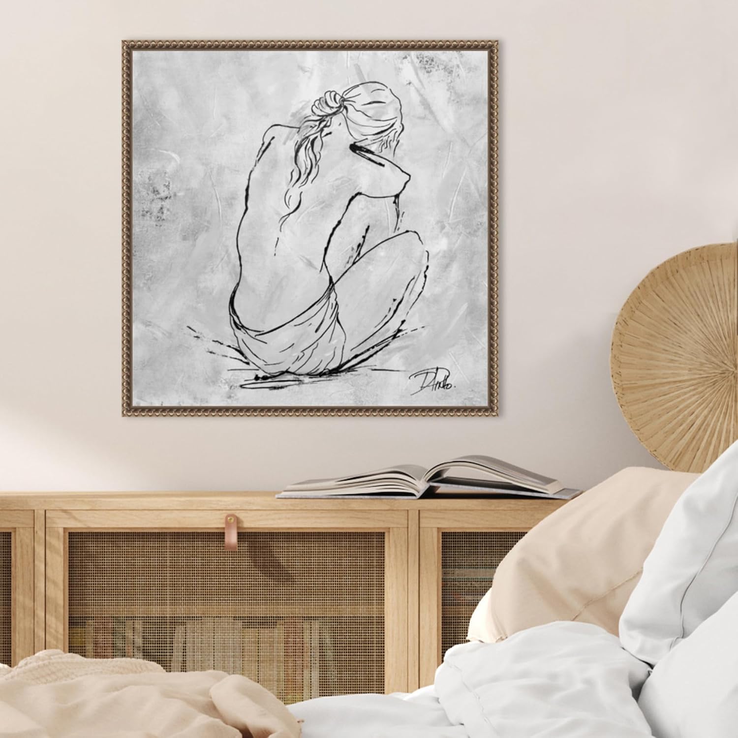 Amanti Art Framed Canvas Wall Art 22x22 Nude Sketch I by Patricia Pinto, Framed Wall Art Canvas, Abstract Artwork, Traditional Decor, Medium Poster Painting for Living Room, Bedroom, Bathroom,