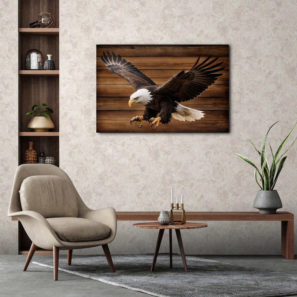 American Bald Eagle Wall Art Bird Pictures Canvas Wall Decor Rustic Farmhouse Wildlife Painting Cabin Lodge Decor Woodland Western Animal Artwork for Living Room Bedroom Office Home Decoration 32x48'