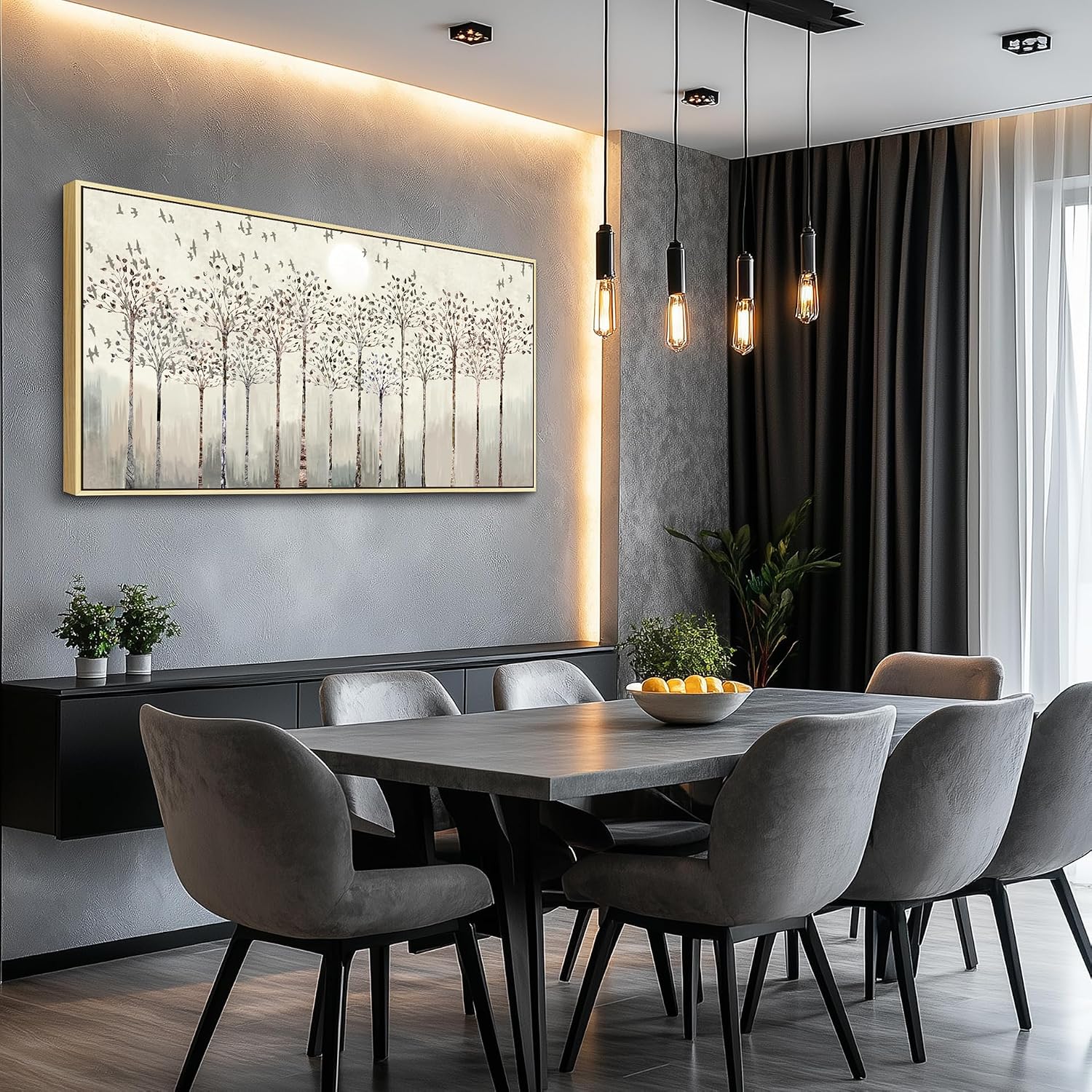 Scenery Abstract Wall Paintings Framed Canvas Wall Art For Living Room Large Office Wall Decor For Bedroom Wall Decorations Pictures Artwork Canvas Prints Boho Home Wall Decor Natural Wood Framed