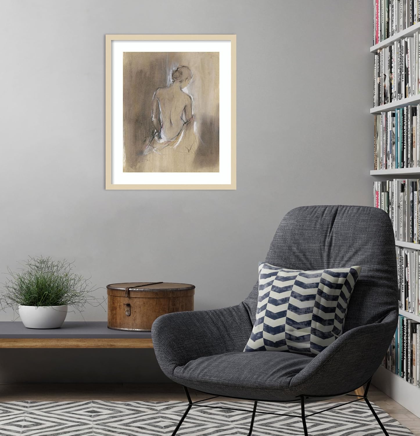 Amanti Art Framed Wall Art Print 25x21 Embellished Contemporary Figure II by Ethan Harper, People Wall Art, Modern Contemporary Decor, Medium Poster Painting Artwork for Living Room, Bedroom,