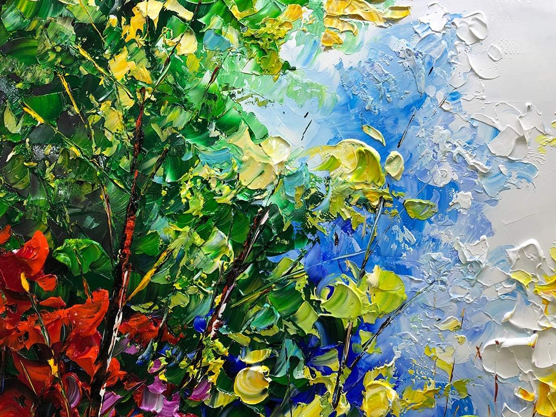 V-inspire Art, 30x60 inch Modern Abstract Oil Painting on Canvas Wall Art Hand Painting Bright-Coloured Tree Art Living Room Bedroom Decoration Ready to Hang