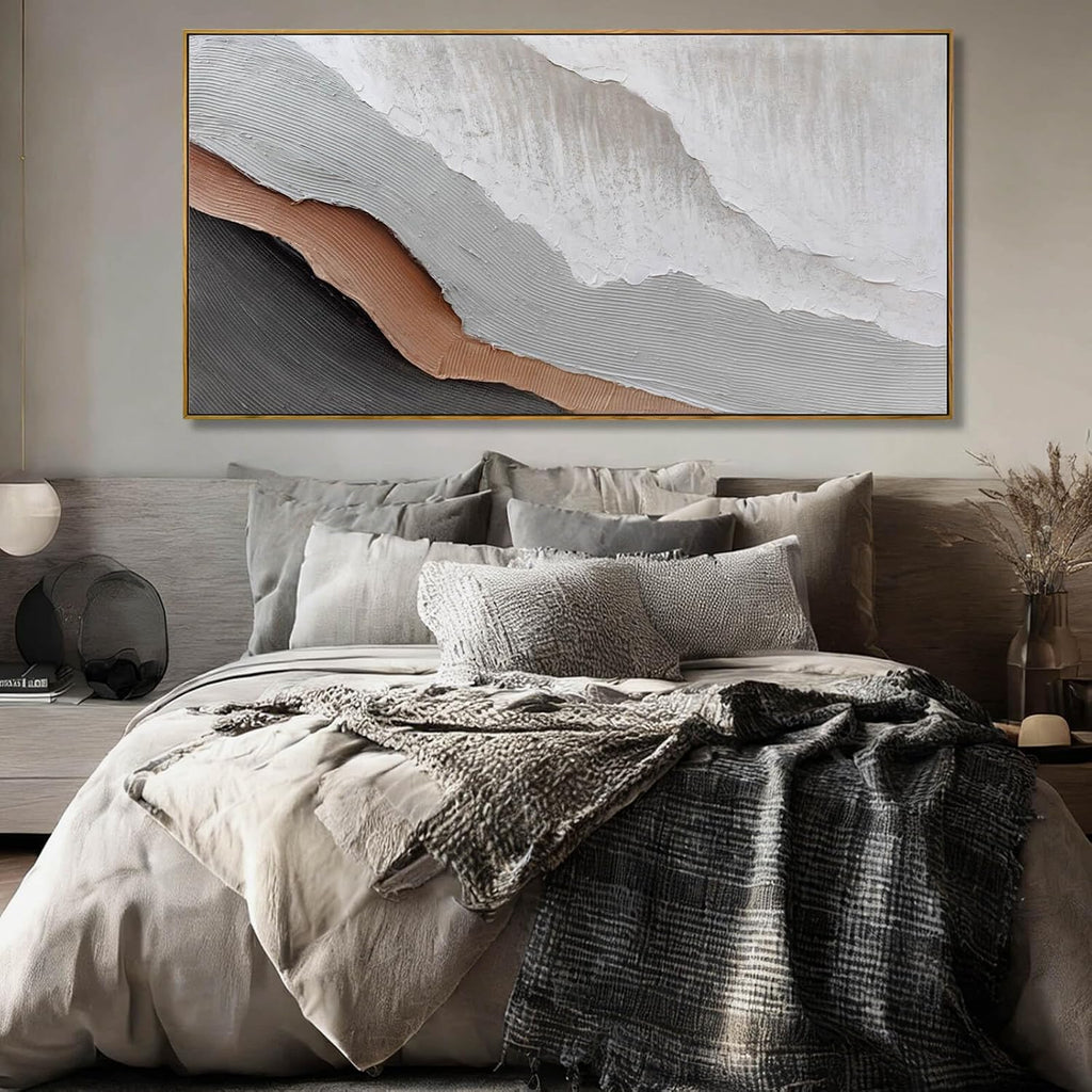 Large Framed Canvas Wall Art Prints,Beach Wave Landscape Wall Decor,White Abstract Neutral Artwork,29'x58' Pictures for Living Room Bedroom Office