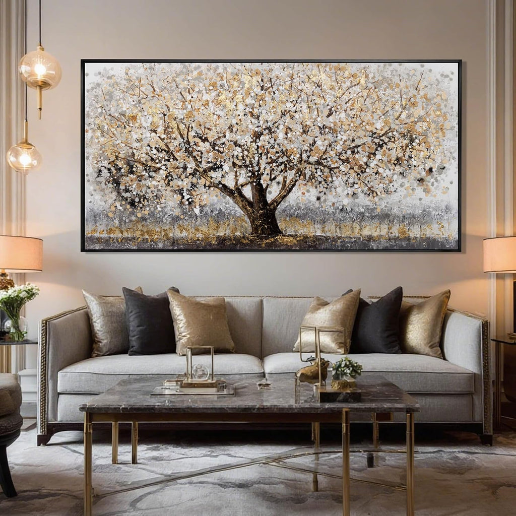 Brown and White Framed Wall Art Floral Wall Prints Botanical Wall Decor Nature Wall Posters 24'x48' Pictures for Bedroom Kitchen Artwork