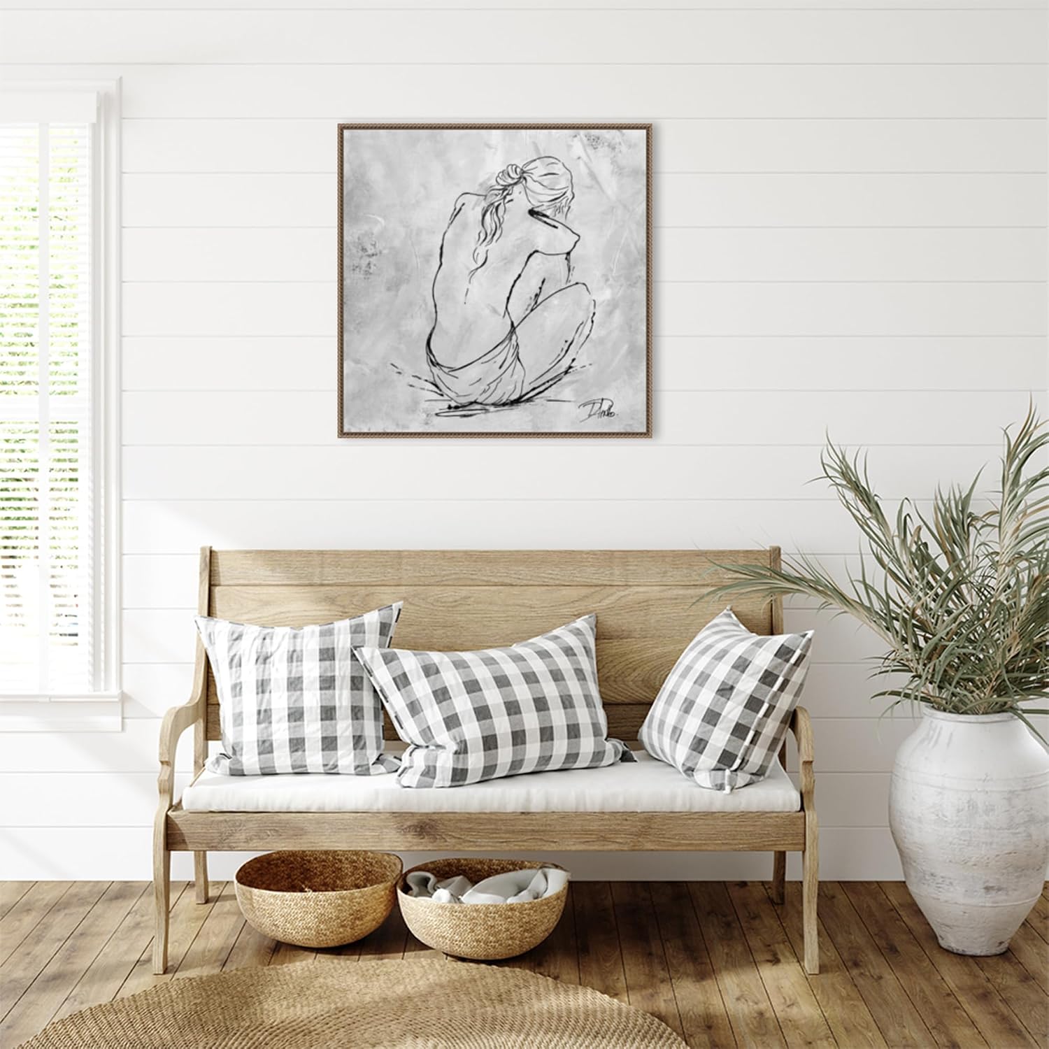 Amanti Art Framed Canvas Wall Art 30x30 Nude Sketch I by Patricia Pinto, Framed Wall Art Canvas, Abstract Artwork, Traditional Decor, Large Poster Painting for Living Room, Bedroom, Bathroom, Kitchen
