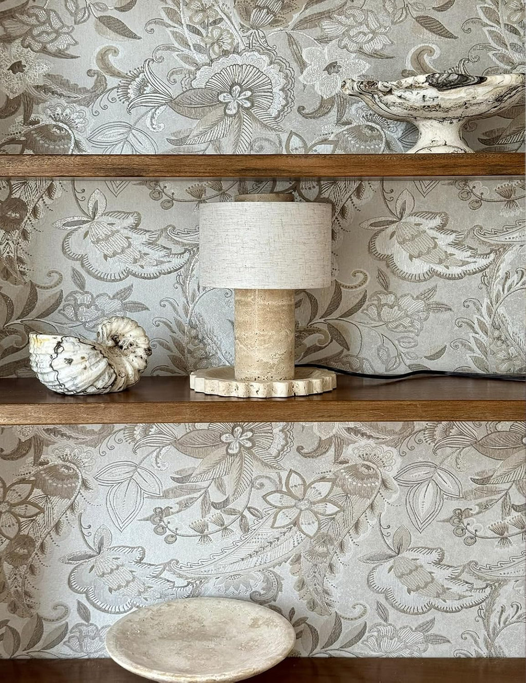Stone Lamp, Natural Travertine Table Lamp 10 Inch Marble Wabi Sabi Light Fixture Organic Modern Home Decor Warm to Cool White Light for Bedside, Console, Entryway, Counter...(Plug-in Travertine Lamp)
