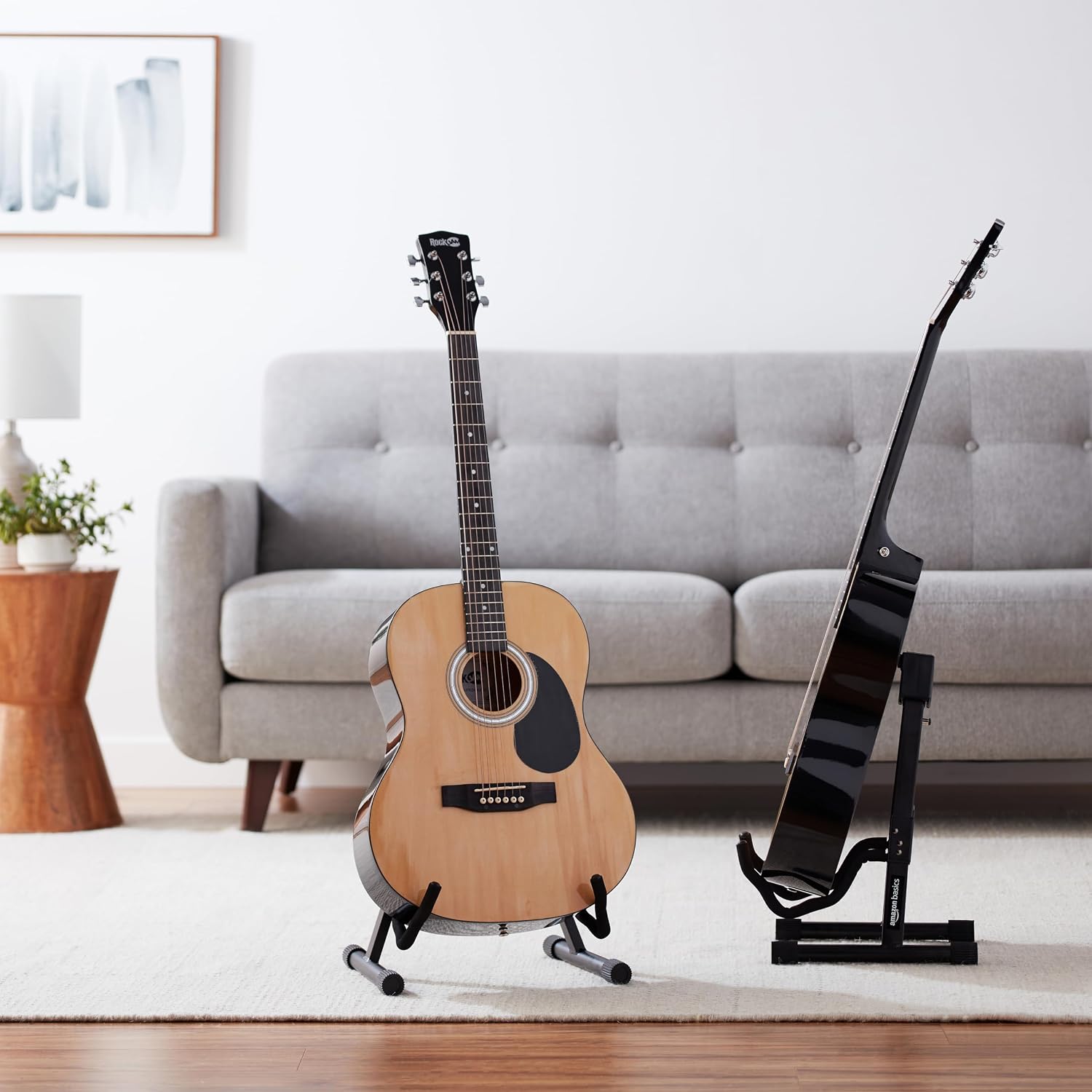Amazon Basics Portable Adjustable Folding Guitar Stand for Electric and Acoustic Guitars, A-shape, Fully Assembled with Padded Foam, Black, 8.66 x 15.16 x 3.74 inches (Pack of 6)
