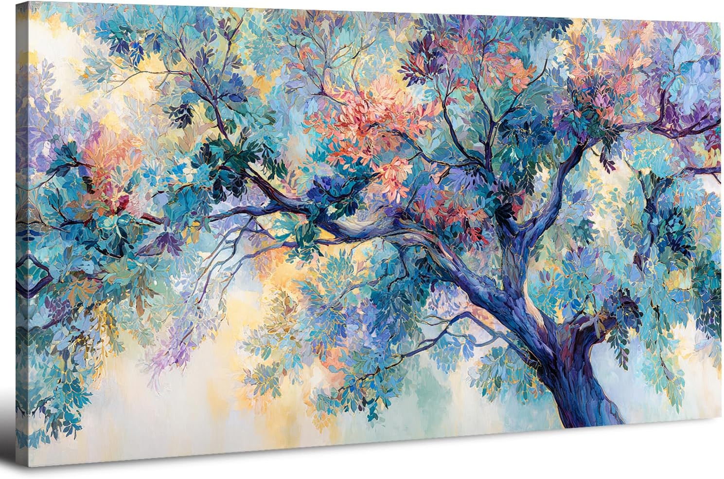 Abstract Tree Wall Art Colorful Tree of Life Wall Decor Nature Teal Green Trees Painting Canvas Prints Graffiti Botanical Pictures Posters Modern Artwork for Bedroom Living Room Home Decoration 30x57.8'