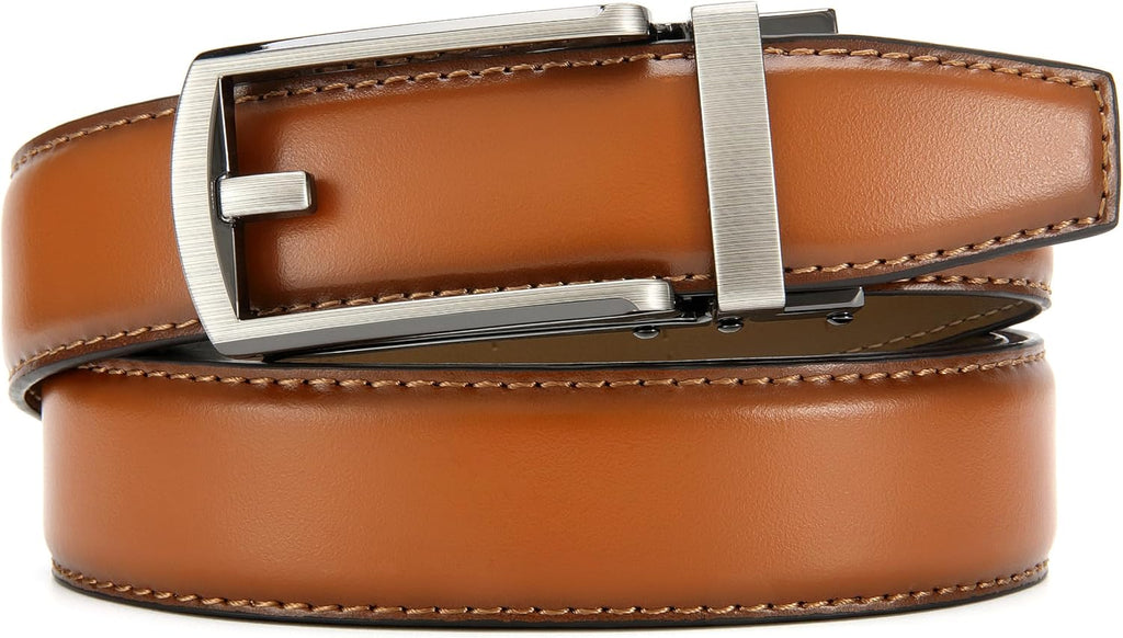 Comfort Click Ratchet 1 1/4' Genuine Leather Dress Belt Men Perfect Shoes Executive.