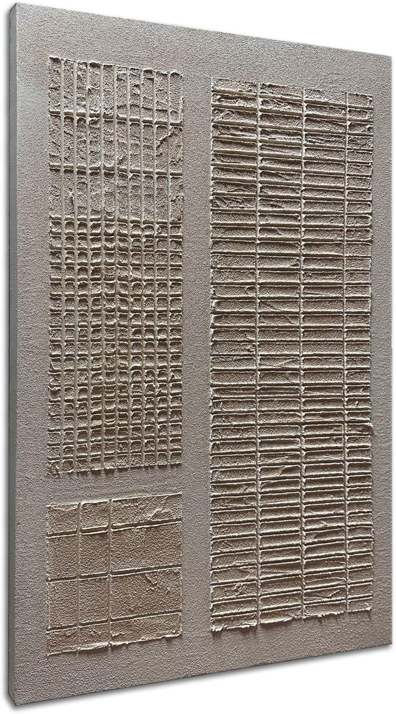 Slyart Hand-Painted Beige and White Texture Abstract Wall Art Oil Painting 45x30 inch Contemporary Minimalist Art Home Wall Decoration for Living Room Bedroom Kitchen Office