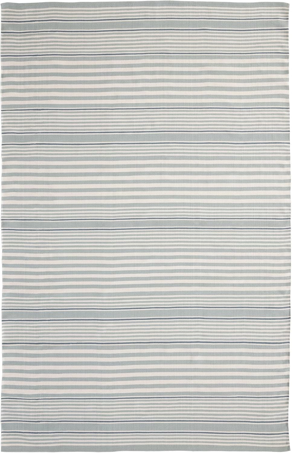 Dash & Albert Rugby Stripe Light Blue Handwoven Indoor/Outdoor Rug, 2.5 X 8 Feet, Blue Stripe Pattern