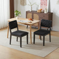 VINGLI Black Woven Wooden Dining Chairs Set of 2,Armless Mid Century Modern Desk Chairs with Rivet&Foot Pegs,Upholstered Farmhouse Comfy Chair No Wheels for Dining Room,Living Room,Kitchen,Oak,Suede