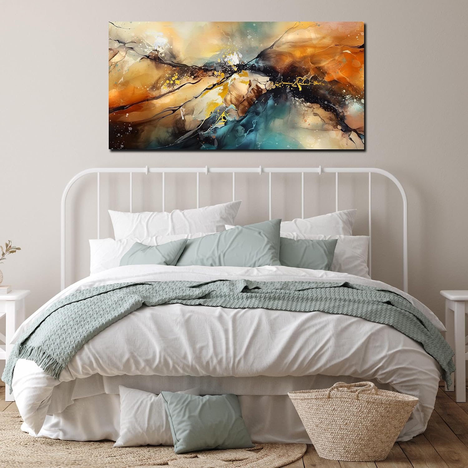 JKWALL77 Large Wall Paintings for Living Room - Yellow Pictures Wall Decor - Abstract Wall Art for Office Ready to Hang Size 29' x 59'