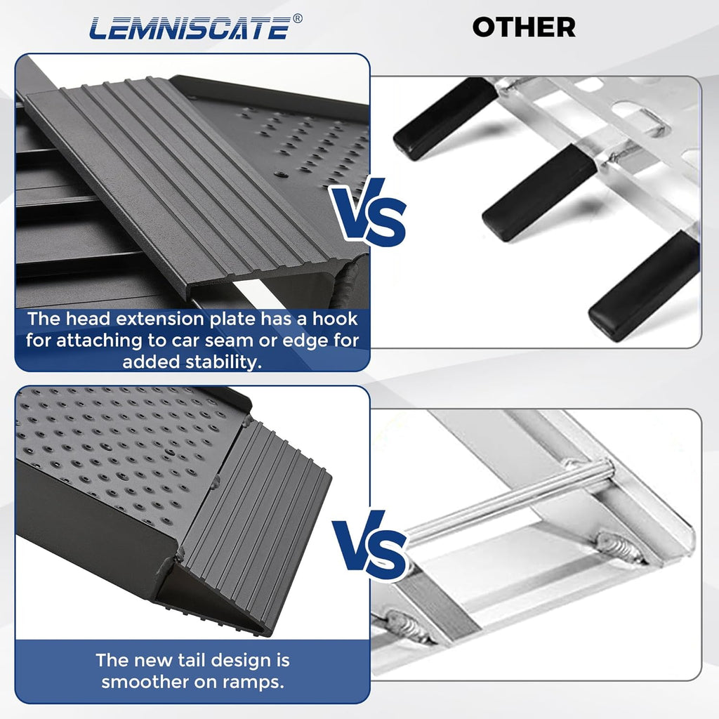 LEMNISCATE Motorcycle Ramps, 89'x12' Portable Loading Ramps for Pickup Trucks 750 LBS Capacity 7.5FT Aluminum Folding Ramps with Handle & Buckle for ATVs, Lawn Mowers, UTVs, Bike, 1PCS, Black