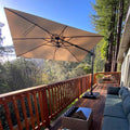 PURPLE LEAF 6.5' X 10' Left-right Tilt Patio Umbrella Outdoor Cantilever Swivel Rectangle Umbrella Aluminum Offset Umbrella with 360-degree Rotation for Garden Deck Pool Patio Beige