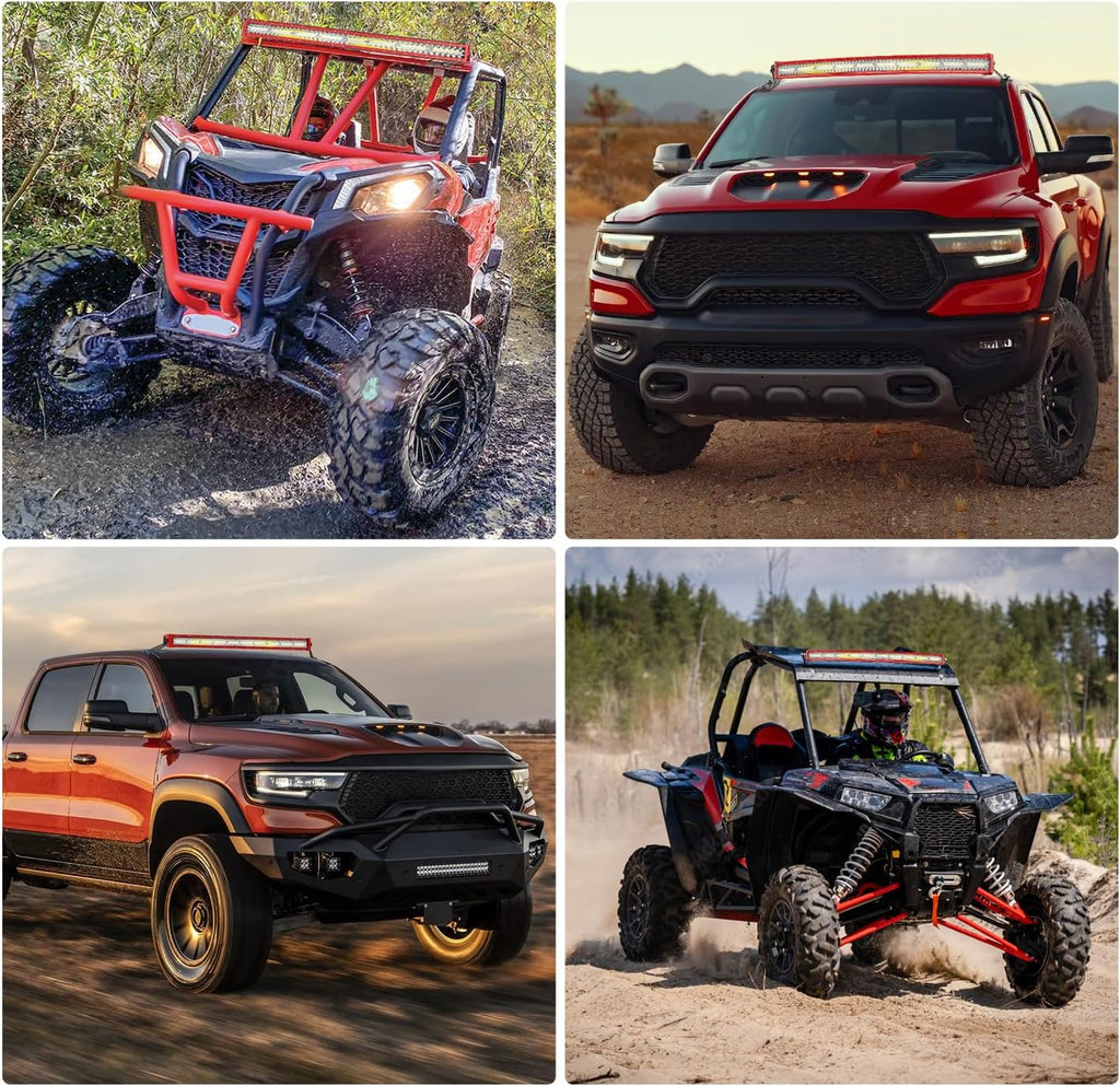 Nilight LED Light Bar 42 Inch Triple Row Spot Flood Combo Lights Red Shell with Wiring Harness Kit for Fog Driving Work Lighting on Off-Road Truck Tractor SUV ATV UTV Boat