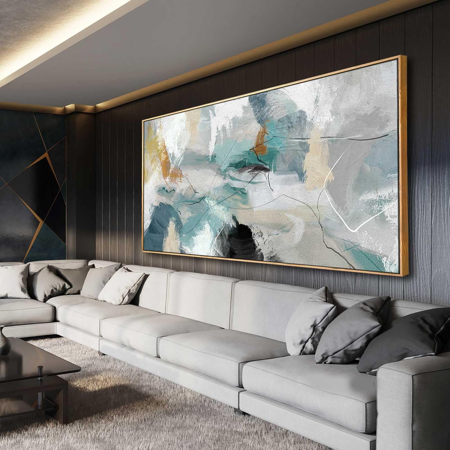 Kureful Large Canvas Wall Art Minimalist Decor Living Room Pictures Grey Wall Decor Hand Painted Artwork for Bedroom Kitchen Hotel Wall Decoration 30x60 Inch