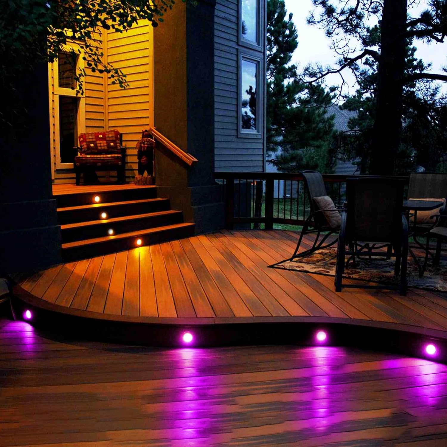FVTLED WiFi LED Deck Lights Kit RGBW, 20pcs Φ1.77 Smart Phone Control Low Voltage Recessed Muticolor & Warm White Soffit Yard Path Stair Decor Lamp Fit for Alexa Google Home, Black Shell