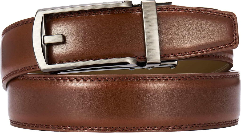 Comfort Click Ratchet 1 1/4' Genuine Leather Dress Belt Men Perfect Shoes Executive.