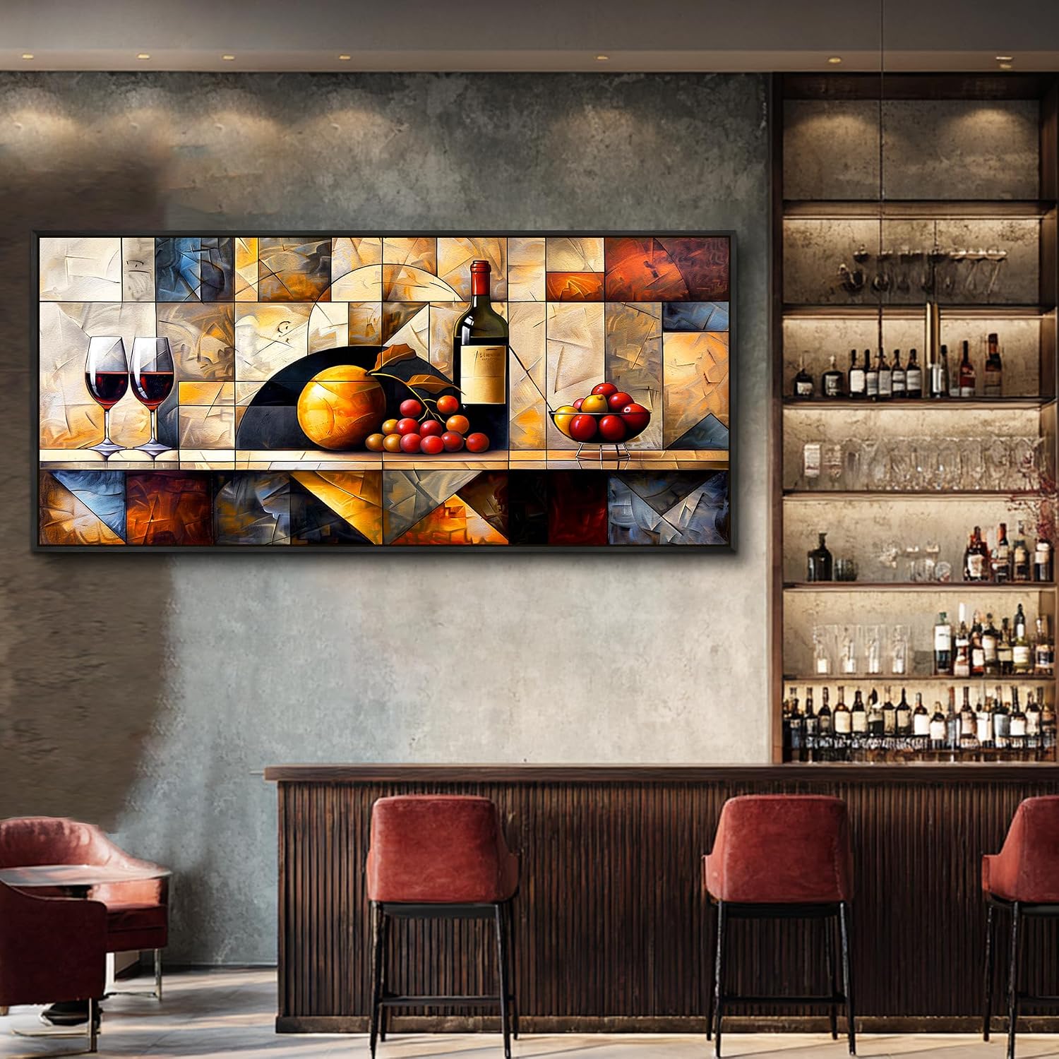 QIYILEXWART Canvas Wall Art For Living Room Large Wall Decor For Office Kitchen Decorations Wine Glass Landscape Pictures Farmhouse Painting Artwork Room Wall Mural Aesthetic Home Decor 32x72 In