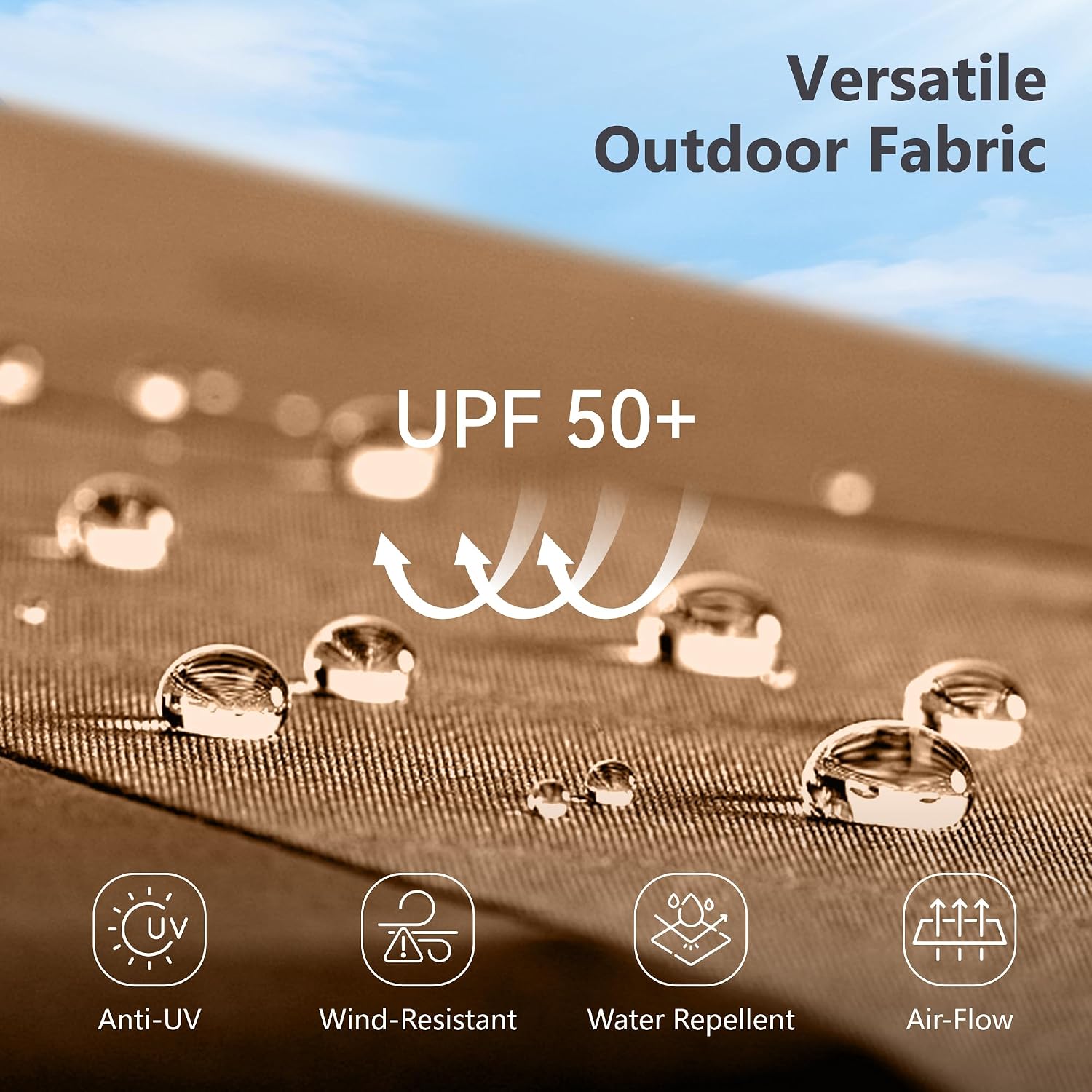 MFSTUDIO 15ft Double Sided Patio Umbrella with Solar Lights, Outdoor Large Umbrellas with Crank Handle and 36 LED Lights, Rectangular Market Umbrella with Base Included for Deck Pool Shade, Tawny