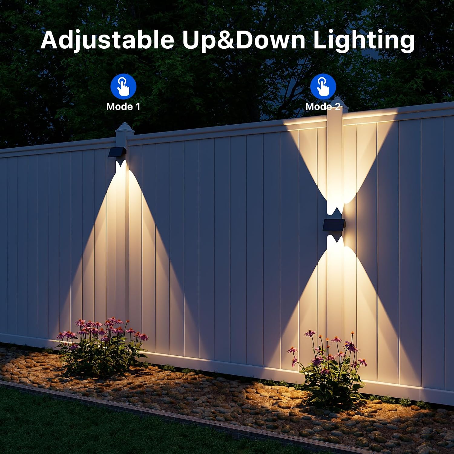 12 Pack Solar Up and Down Wall Lights Outdoor Decorative Fence LED Waterproof Yard Lamps for Deck, Patio, Porch, House, Garden, Easy to Install Solar Powered Wall Mount Lights for Outside (Warm White)