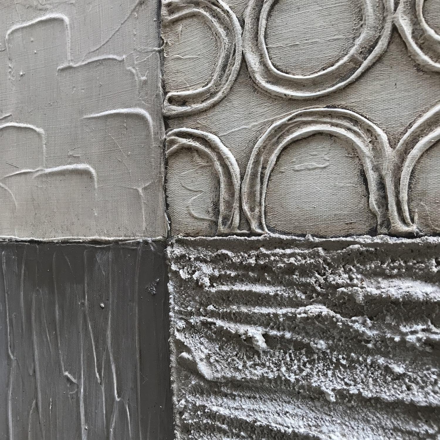 Alenoss 100% Handmade Abstract Metal Paintings Canvas Wall Art Unique Thick Texture Rough Surface Modern Oil Painting 48x24 Inches Imitation Old Handicrafts Grey Artwork