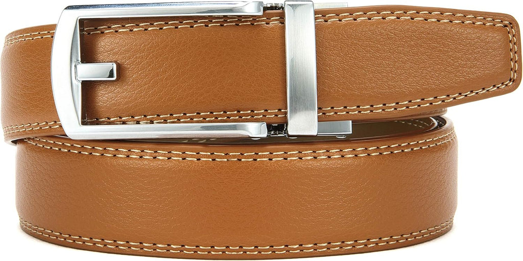 Comfort Click Ratchet 1 1/4' Genuine Leather Dress Belt Men Perfect Shoes Executive.