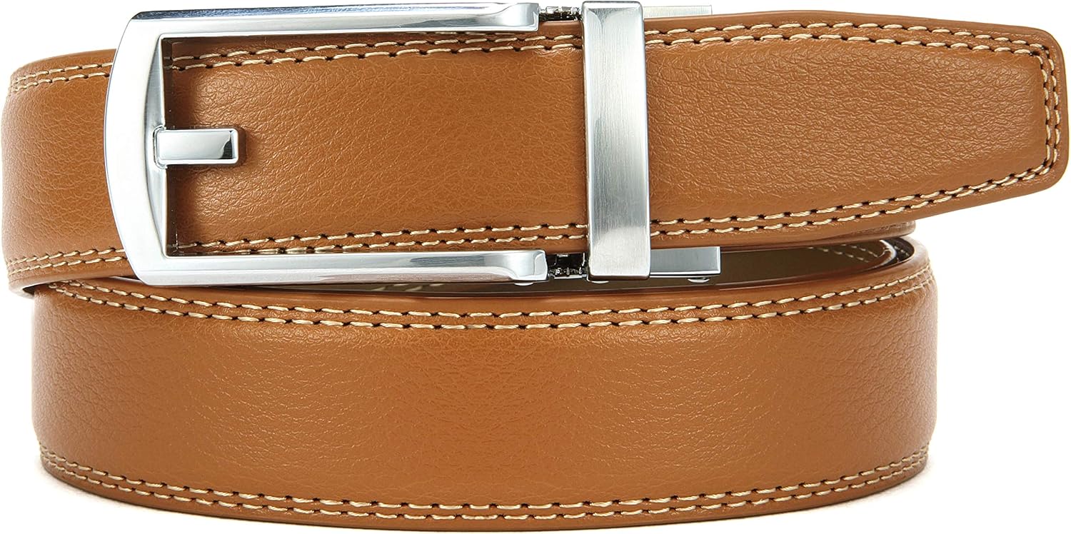 Comfort Click Ratchet 1 1/4' Genuine Leather Dress Belt Men Perfect Shoes Executive.