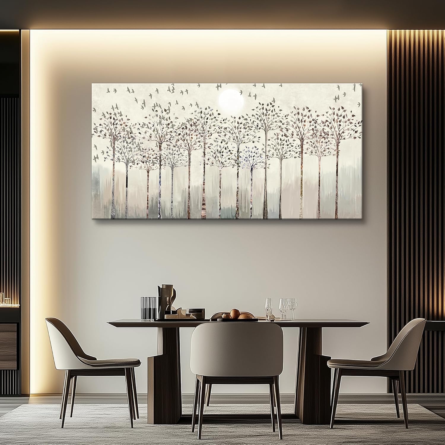 hyidecorart Large Canvas Wall Art For Living Room Decorations For Office Hotel Bedroom Wall Decor Trees And Birds Abstract Wall Paintings Canvas Prints Artworks Pictures Modern Home Decoration