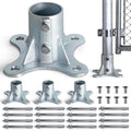 Post 2.5' (2 3/8' OD) Chain Link Fence Post Floor Flange Bracket, for Chain Link Fence Posts, Mailboxes, and Other Steel Round Post Galvanized Anchor Flange Bases (4 Pack)