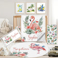Personalized Baby Crib Bedding Set, 5 Pcs Custom Name Nursery Bedding Set for Girls Boys, Flamingo Baby Crib Set for Toddlers Infants, Double Layer Bedding Crib Sets Customized Gifts