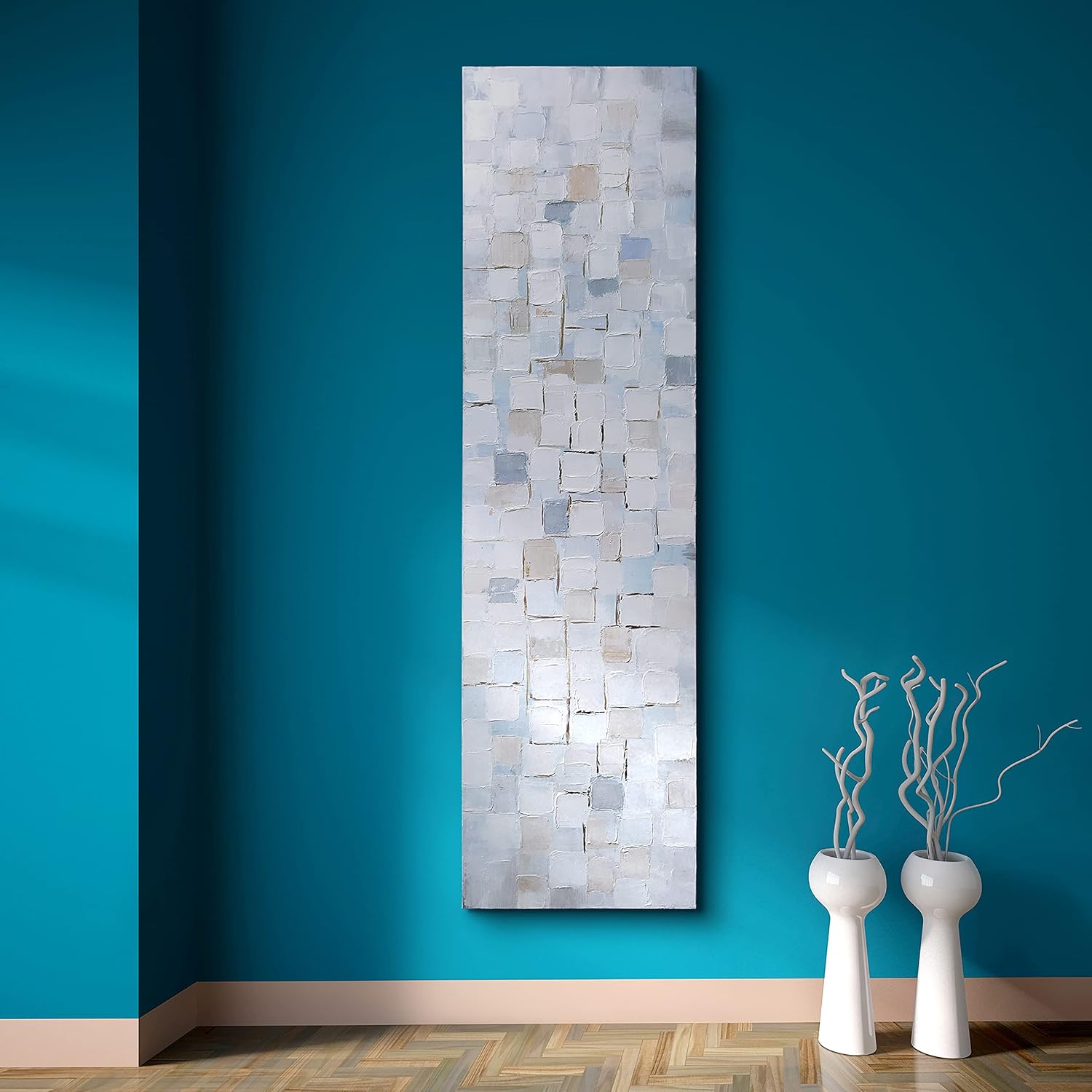 Empire Art Direct Abstract Wall Art Textured Hand Painted Canvas by Martin Edwards, Unframed, 20' x 72', Frozen Tundra