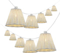 JONATHAN Y 10' White 10-Light Indoor/Outdoor LED String Lights for Patio, Classic Cottage Faux-Rattan Shaded Hanging Lights for Balcony, Deck, Coastal Decor (JYL8706B)