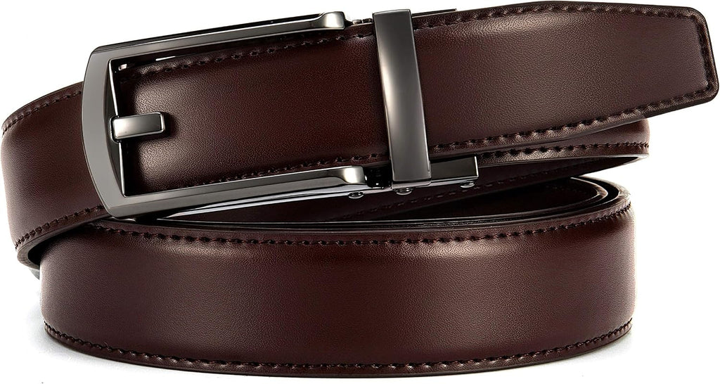 Comfort Click Ratchet 1 1/4' Genuine Leather Dress Belt Men Perfect Shoes Executive.
