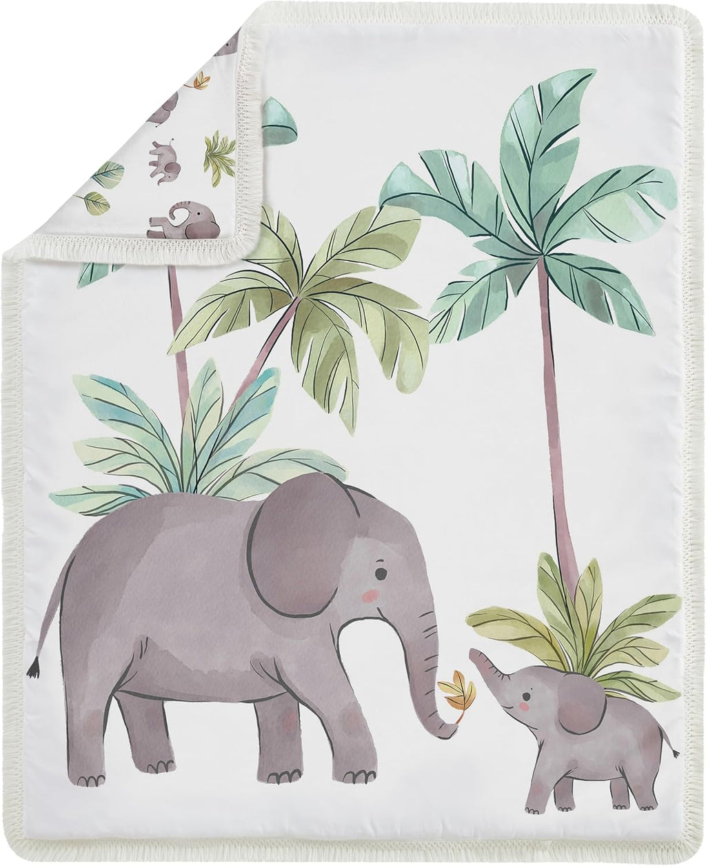Sweet Jojo Designs Watercolor Elephants Boy Girl Unisex/Gender Neutral Baby Crib Bedding Set Infant Nursery Room BreathableBaby Breathable Mesh Crib Liner Blanket Fitted Sheet Skirt 6pc Jungle Safari