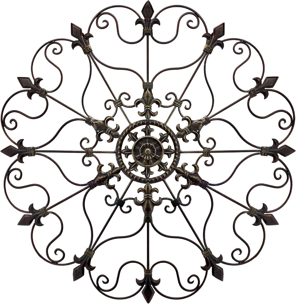 Yun&Lin Crafts Metal Solid Mounted Medallion Hand-painted Wall Decor 30'x30', Large Metal Home Wall Art for Indoor and Outdoor Settings, Vintage Christmas Decorations, Holiday Wall Decorations, Christmas Wall Art