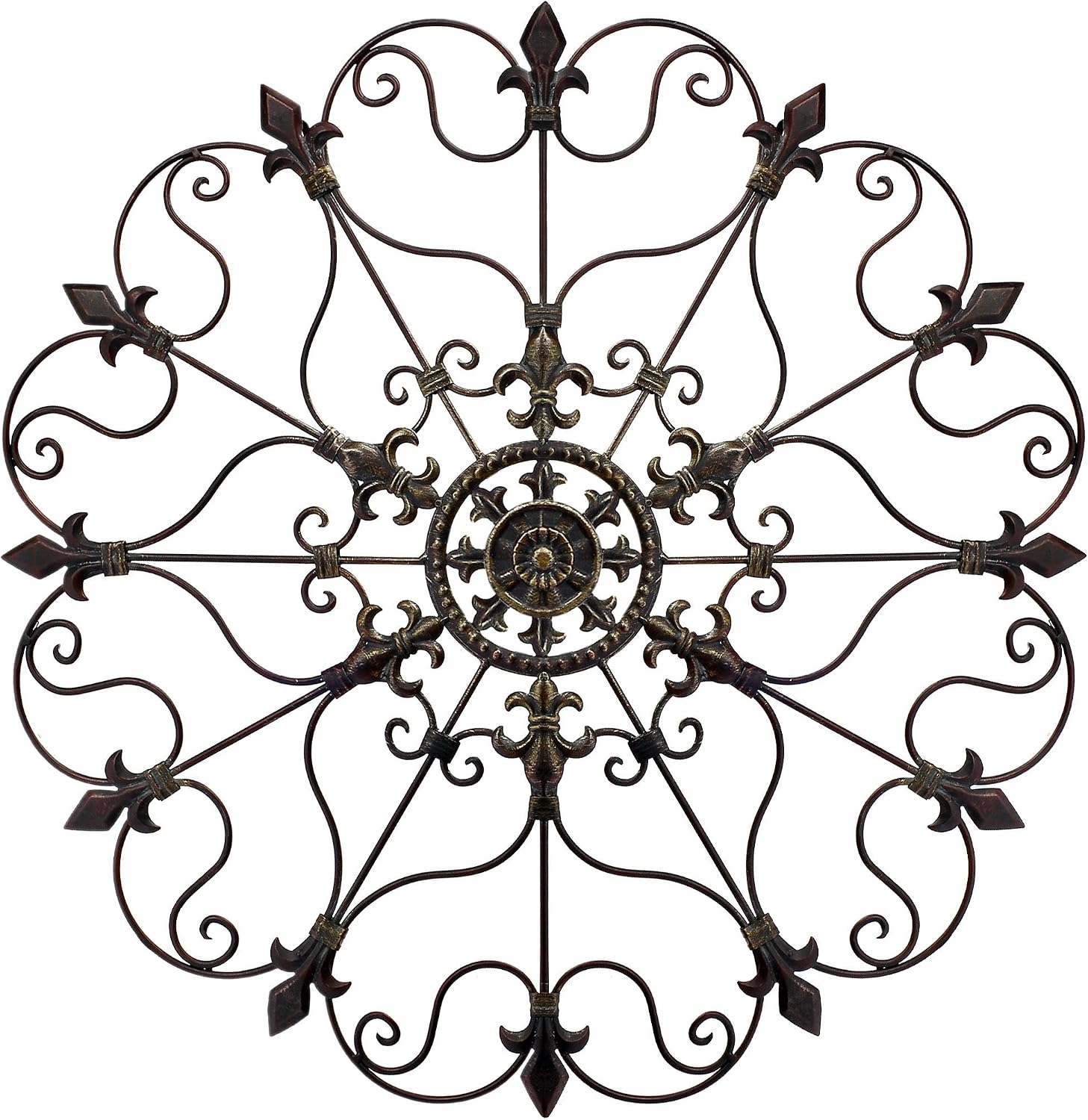 Yun&Lin Crafts Metal Solid Mounted Medallion Hand-painted Wall Decor 30'x30', Large Metal Home Wall Art for Indoor and Outdoor Settings, Vintage Christmas Decorations, Holiday Wall Decorations, Christmas Wall Art