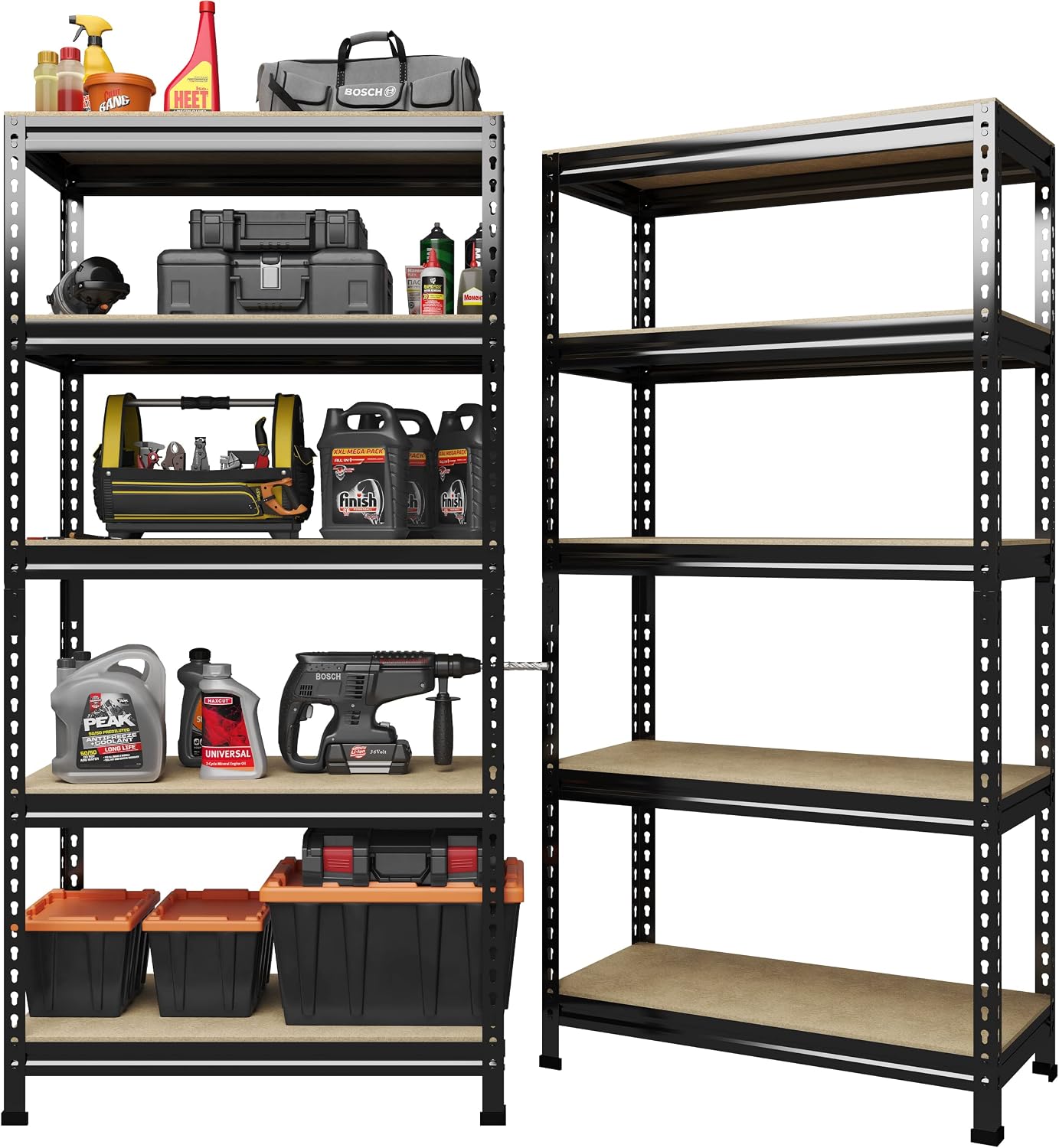 PrimeZone 32'W x 16'D x 63' H Storage Shelves - 2 Pack 5 Tier Adjustable Garage Storage Shelving, Heavy Duty Metal Storage Organizer Utility Rack Shelf Unit for Warehouse Pantry Closet Kitchen, Black