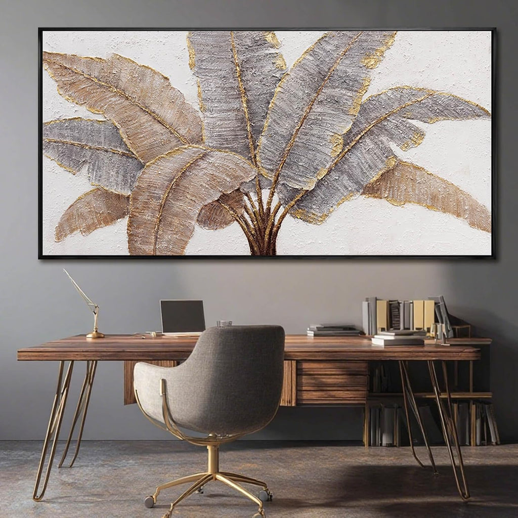 CHUDANHAO Botanical Wall Art Vintage Pictures Wall Decor Grey and Gold Photo Prints Line Wall Hangings 24'x48' Canvas Decorations for Bedroom Office