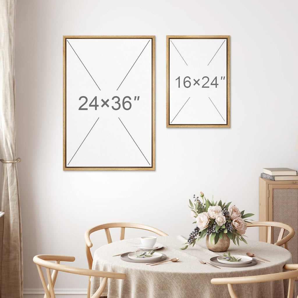 MUDECOR Framed Wall Art Print Set Minimalist Abstract Black Horizontal Brushstroke Illustrations Modern Art Boho Decorative Colorful Chic for Living Room, Bedroom, Office - 24'x36'x3 Natural