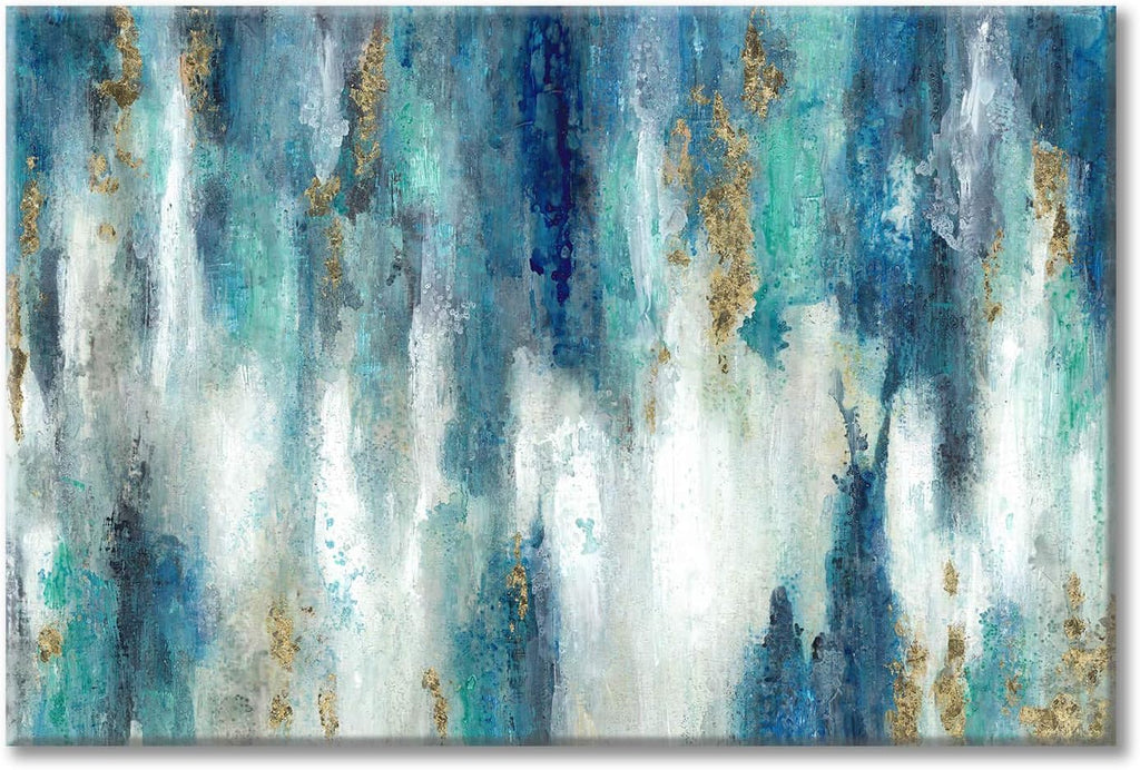 Blue And Gold Wall Decor Set Abstract Canvas Wall Art Decor Colorful Oil Painting Artwork Picture For Bedroom Living Room Bathroom Decorations Aesthetic (45'' x 30'' x 1 Panel)