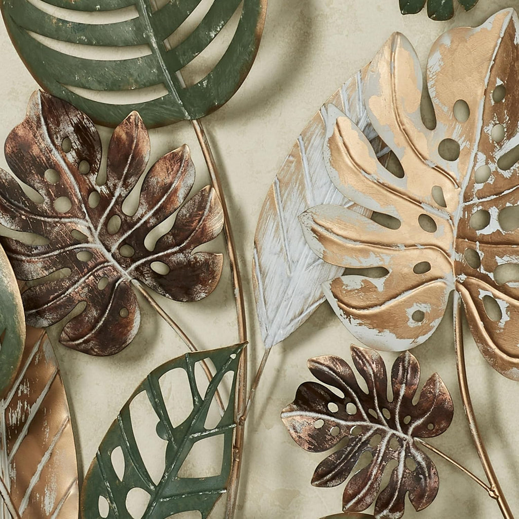 Touch of Class Tropical Impressions Green and Gold Botanical Leaf Wall Sculpture
